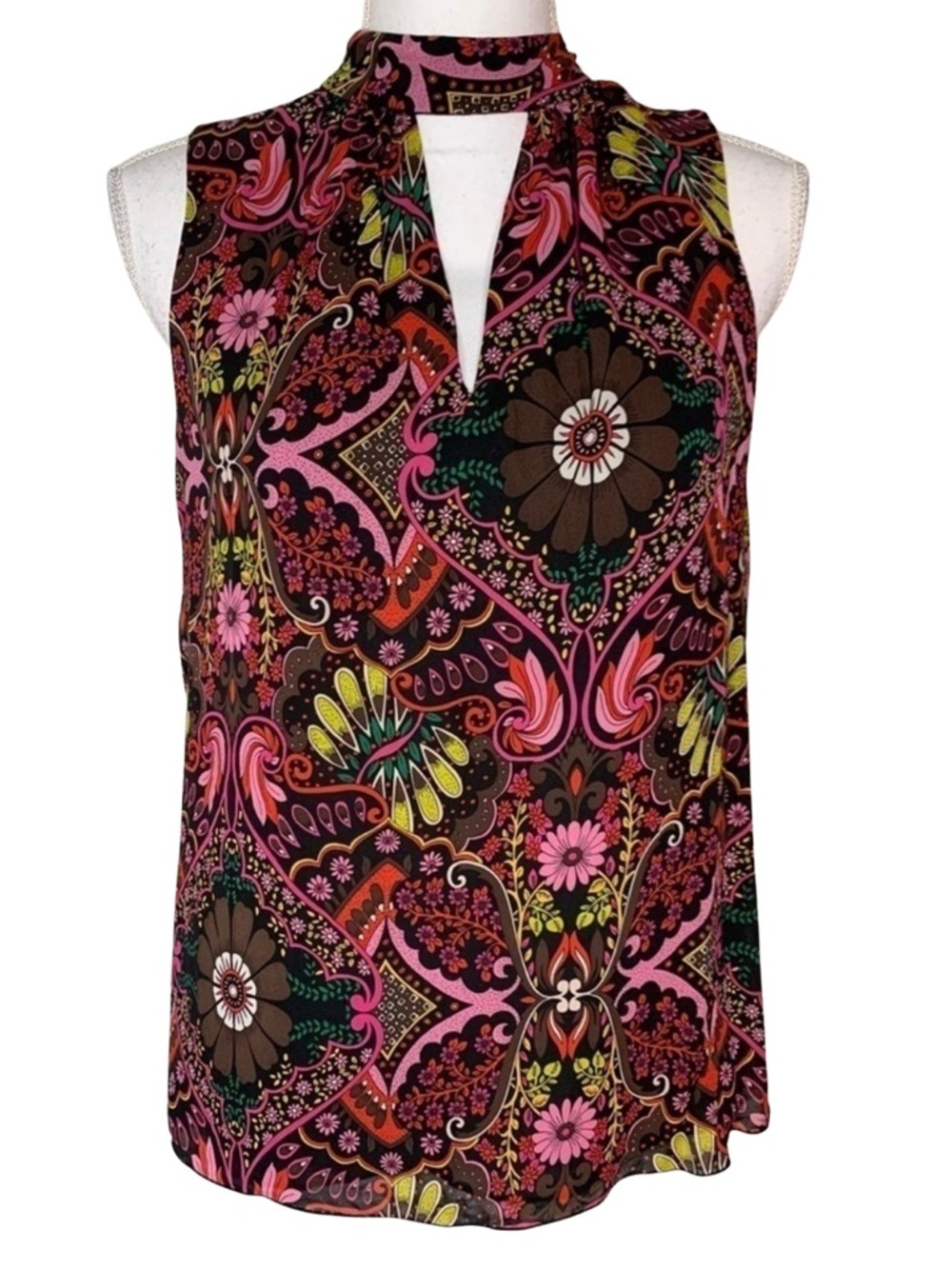 Trina Turk Floral Tank Top Women XS Silk Blend